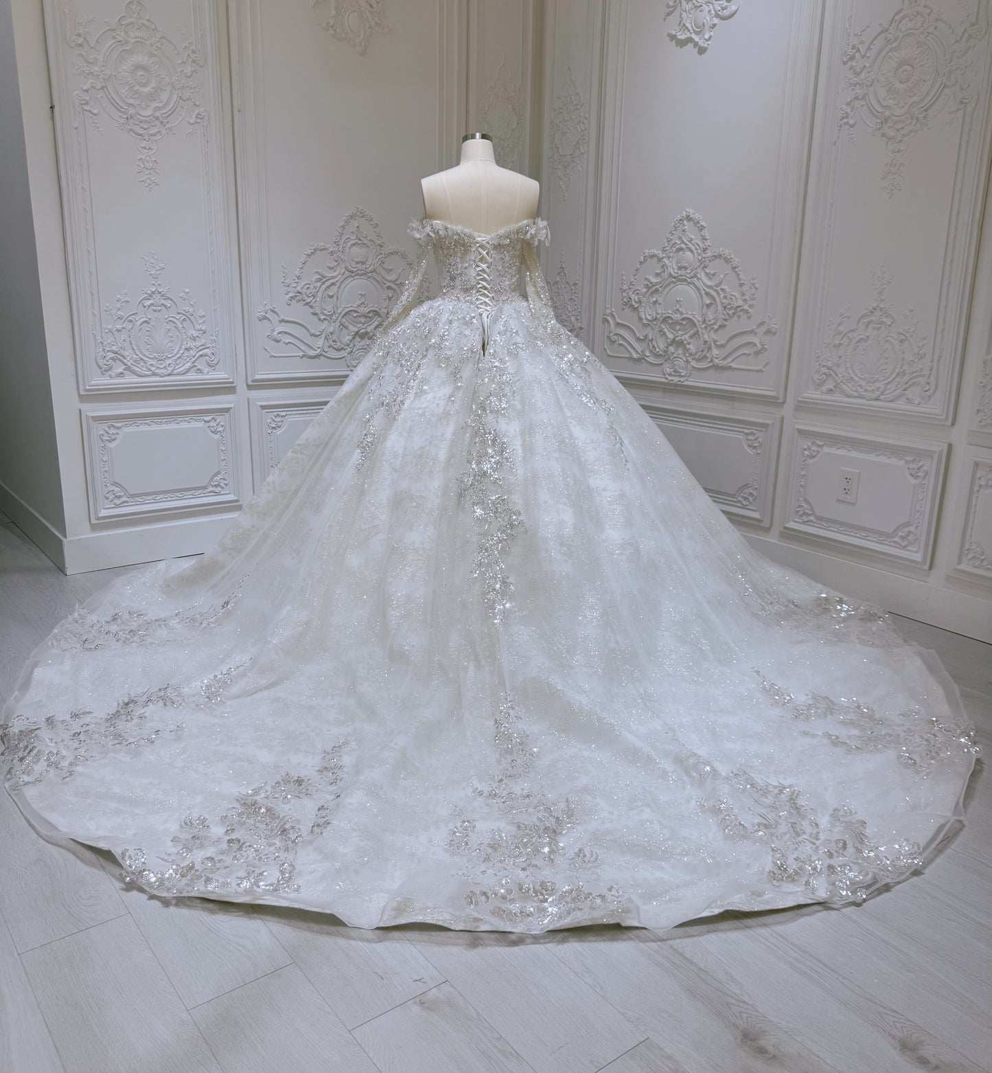 Stock Clearance! Bridal size 12! Sparkling off the shoulder princess ballgown fairy wedding dress - Ting's Bridal Collection