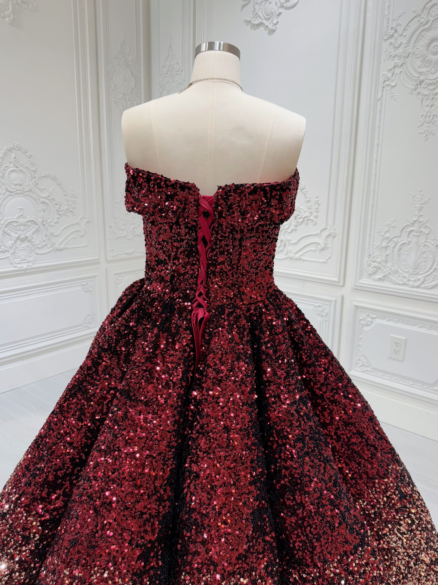 Stock Clearance! Bridal size 14! Custom-made red and gold sparkling ballgown Quinceanera dress/Formal event dress