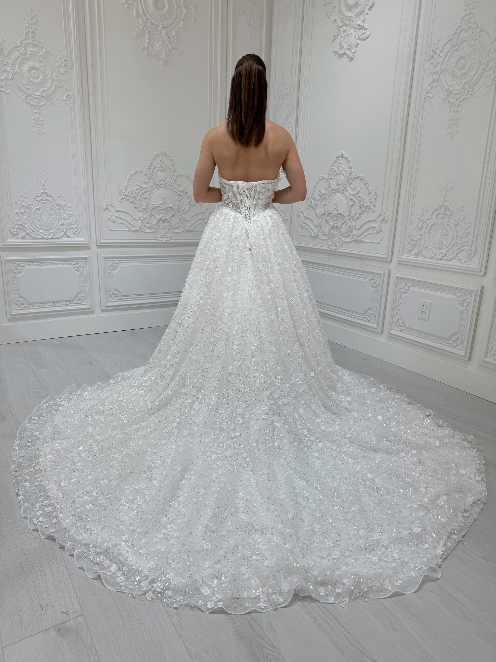Stock Sale! Bridal size 12! Custom-made 3D floral beading sparkling Aline fairy wedding dress - Ting's Bridal Collection