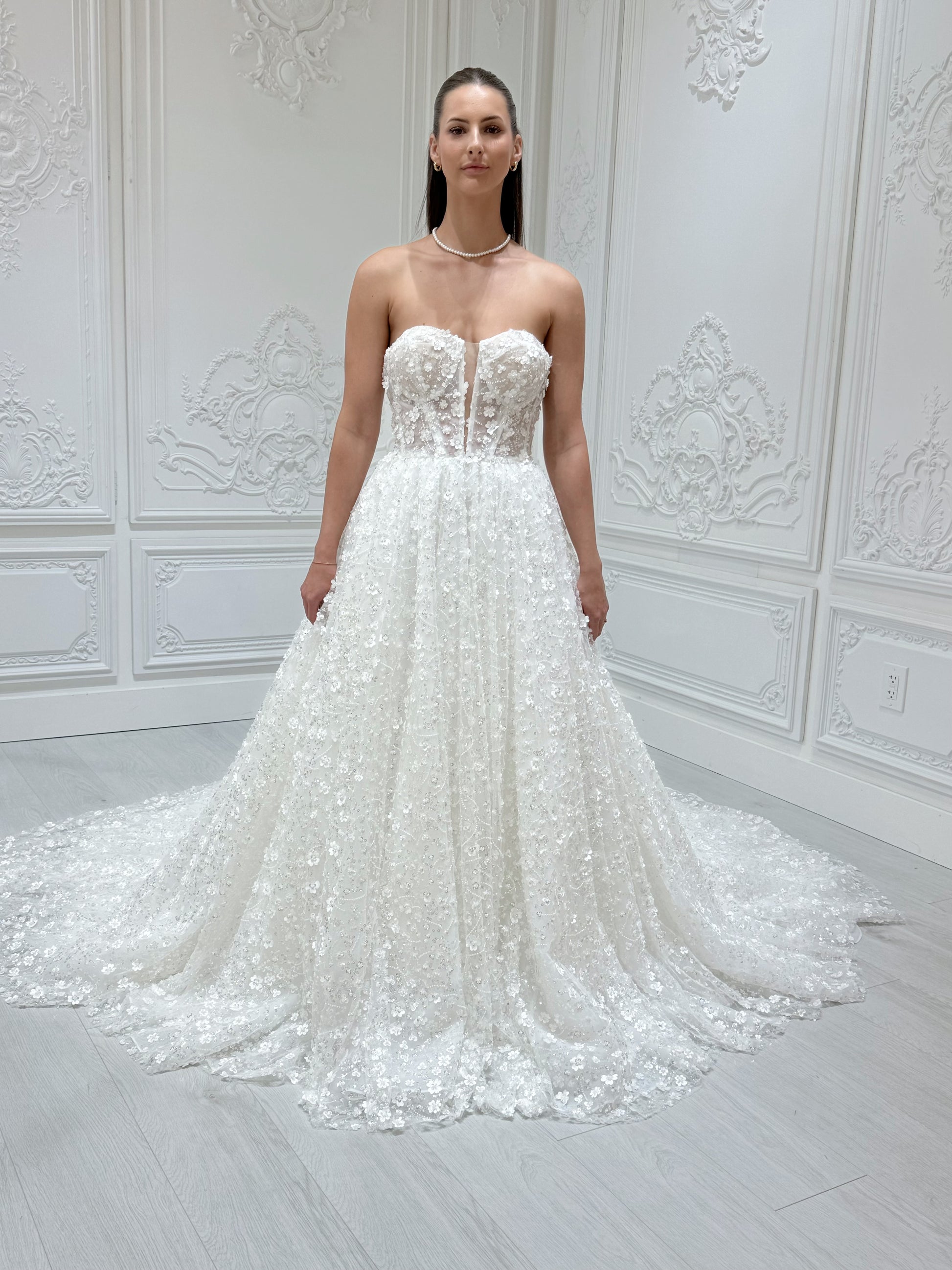 Stock Sale! Bridal size 12! Custom-made 3D floral beading sparkling Aline fairy wedding dress - Ting's Bridal Collection