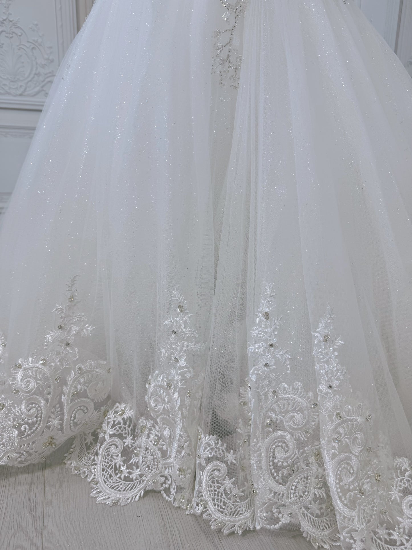 Stock Sale! Custom-made crystal beaded lace embroidered long sleeve mermaid royal wedding dress - Ting's Bridal Collection