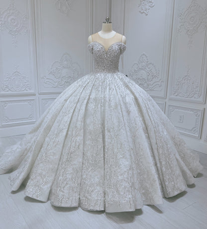 TBC-CM002  Custom-made luxury pearl with beading lace princess ballgown royal wedding dress - Ting's Bridal Collection