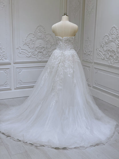 Stock clearance! Bridal size 8. White strapless V neck Aline wedding dress