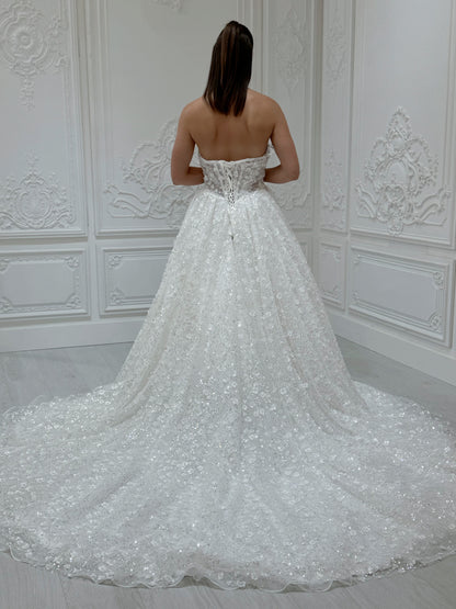Stock Sale! Bridal size 12! Custom-made 3D floral beading sparkling Aline fairy wedding dress - Ting's Bridal Collection