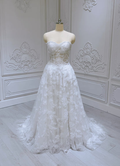 TBC-A036 Stock of beading lace Aline wedding dress