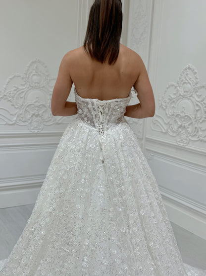 Stock Sale! Bridal size 12! Custom-made 3D floral beading sparkling Aline fairy wedding dress - Ting's Bridal Collection