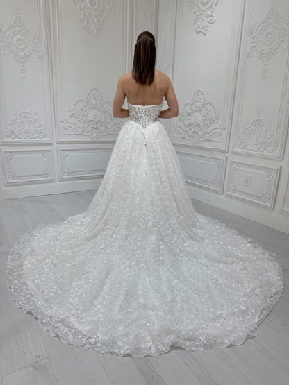 Stock Sale! Bridal size 12! Custom-made 3D floral beading sparkling Aline fairy wedding dress - Ting's Bridal Collection