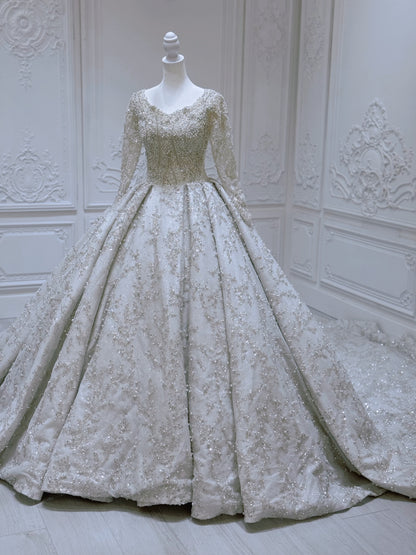 TBC-B034 Made to order luxury beading sparkling princess ballgown royal wedding dress