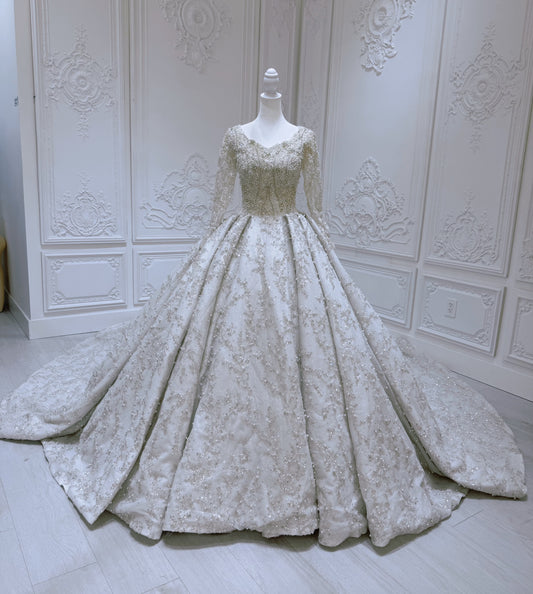 TBC-B034 Made to order luxury beading sparkling princess ballgown royal wedding dress