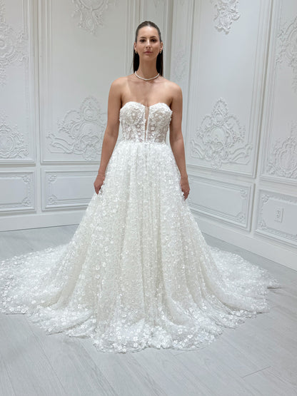 Stock Sale! Bridal size 12! Custom-made 3D floral beading sparkling Aline fairy wedding dress - Ting's Bridal Collection
