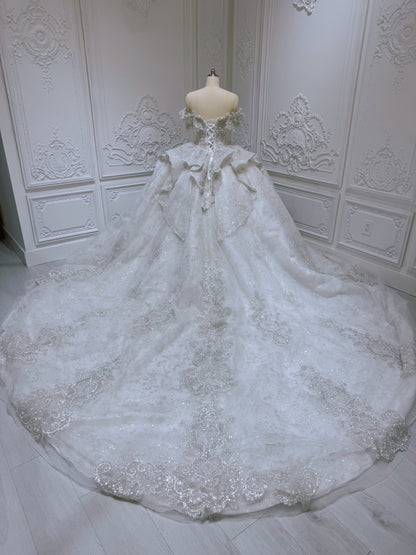 TBC-B042 Sparkling off the shoulder princess ballgown royal wedding dress