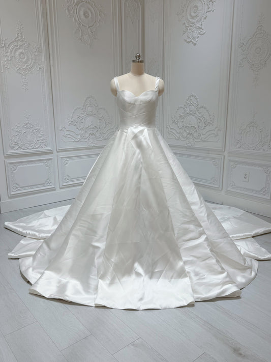 Stock Sale! Size 10. Ivory satin ballgown wedding dress